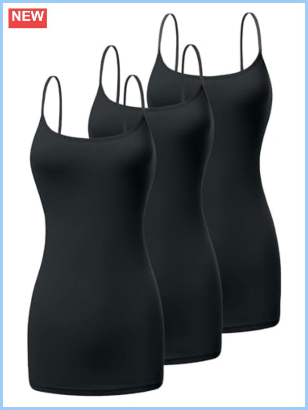 Cotton Long Camisole Adjustable Spaghetti Strap Tank Top Layering Cami